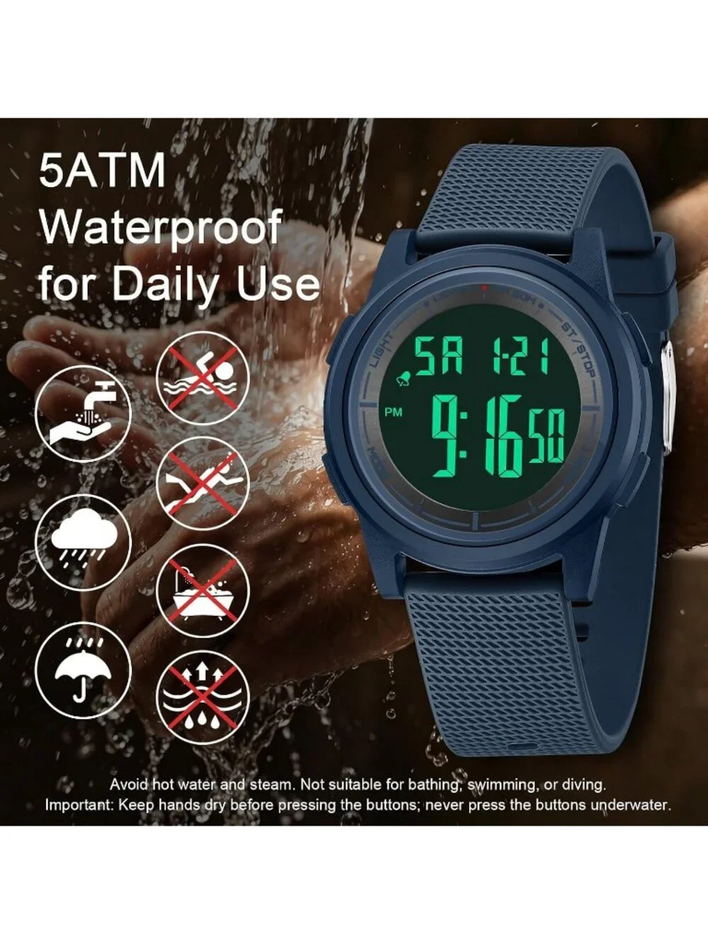 Men's Purple Black Digital Ultra Thin Sports Waterproof Silicone Band Watches